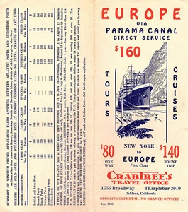 Cruise Tours New York to Europe via Panama Canal 1935 Brochure Crabtree Travel  - Picture 1 of 3