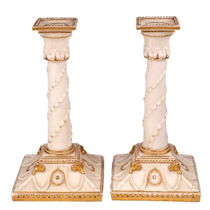 Royal Worcester Candlesticks Neoclassical Philadelphia Circa 1885 - Picture 1 of 11