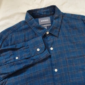 Bonobos Azul Cuadros Abotonada Manga Larga Talla L Larga - Imagen 1 de 7