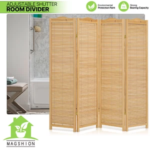 4 Panel Adjustable Blind Door Folding Room Divider Wood Privacy Partition Screen - Picture 1 of 10