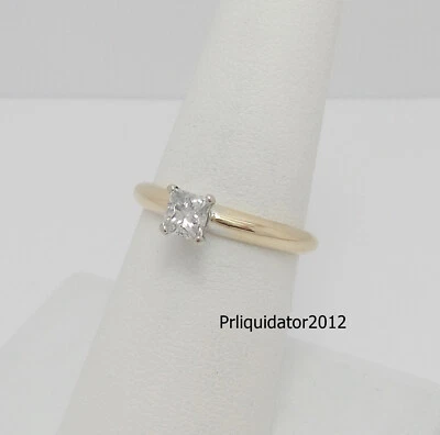1/2CT Natural Princess Diamond Solitaire Engagement Wedding Ring 14K Yellow Gold - Image 1 of 4