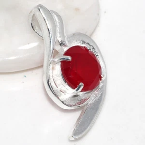 925 Silver Plated-Red Onyx Ethnic Gemstone Handmade Pendant Jewelry 1.3" AU K999 - Picture 1 of 3