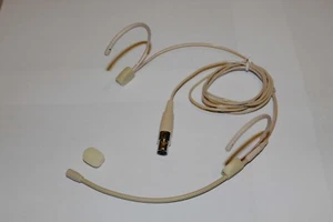 Beige Double Earhook Headset Microphone for Shure Wireless-TA4F 4pin mini XLR - Picture 1 of 9