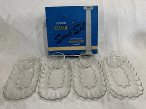 NEW Vintage Anchor Hocking Clear Glass 8 Piece Classic Snack Set W/ Original Box - Picture 1 of 18