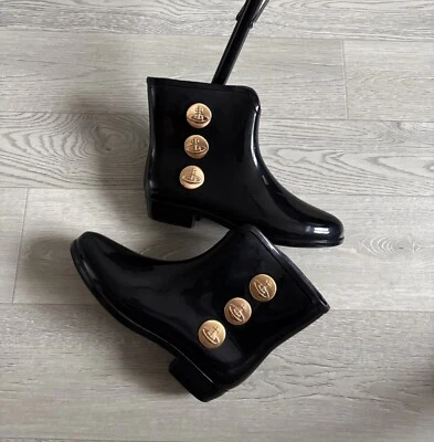 Botas de Lluvia Vivienne Westwood Melissa Negras Talla USA 6 Foto 1 de 4