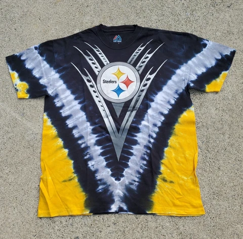 Pittsburgh Steelers Shirt Adult Large Black Yellow NFL Football Tie Dye Mens Cover