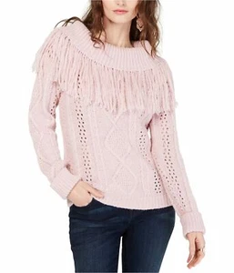 INC Womens Fringe Pullover Pink Cowl Neck Sweater Small - Picture 1 of 2
