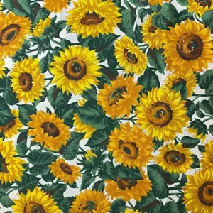 Retro Sunflowers by Joan Messmore Cranston Cotton Fabric - 25"x44” - Picture 1 of 3