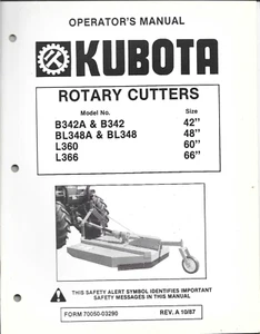 Kubota B342A B342 BL348A BL348 L360 & L366 Rollschneider Bedienungsanleitung - Bild 1 von 2