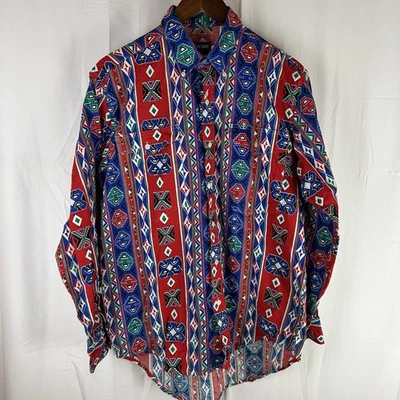 Camisa Frontier Series Southwestern Para Hombre Mediana Estampado Azteca Western Colorida Foto 1 de 4