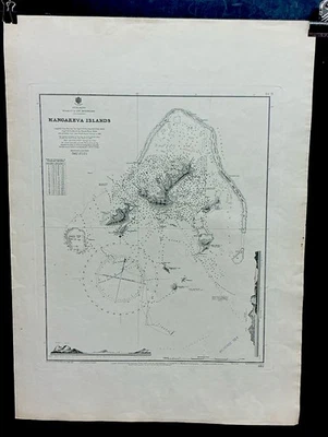 ANTIQUE ADMIRALTY  CHART. No.1112. SOUTH PACIFIC, MANGAREVA ISLANDS, 1922 - Image 1 of 4