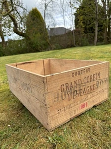 Vintage Chateau Grand Corbin Despagne wooden wine bottle crate box - Picture 1 of 5