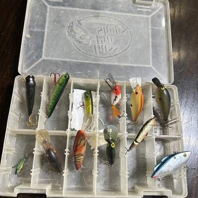 Vintage Lot of 12 Lures Crankbait Bass Pop, Cordell, Heddon Firetail Sonic W/box - Image 1 of 4
