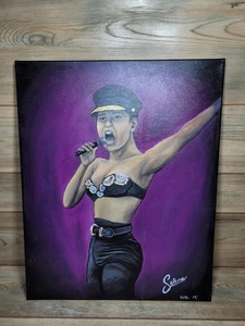 Selena Quintanilla singendes Portrait handgemaltes Leinwandbild 20x16 - Bild 1 von 6