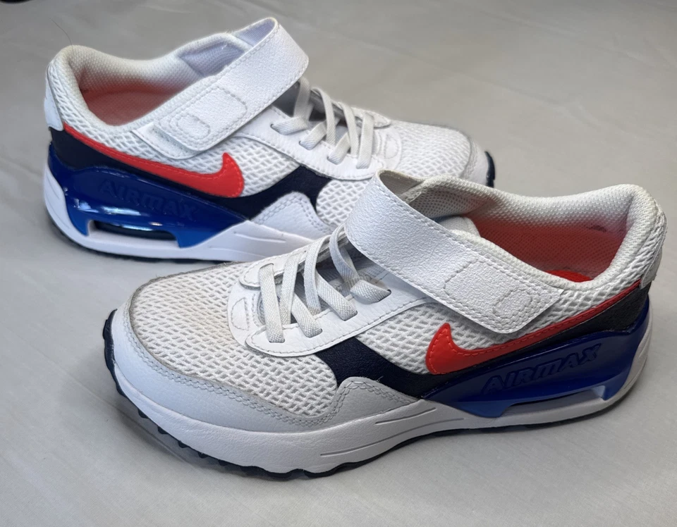 Nike Air Max System White/Blue/Orange Kids Shoes Size 2Y - Image 1 of 4