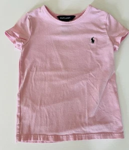 Ralph Lauren Girl's Size 5 Pink Logo Short Sleeve Shirt Top Blue Pony - Picture 1 of 6