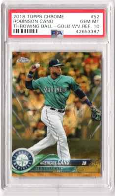 2018 Topps Chrome refrator de onda de ouro "Robinson Cano" (#52) PSA 10 GEM ESTADO PERFEITO - Imagem 1 de 2