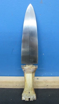 Индейский кинжал нож на полуокаменелой рукоятке из кости ноги бизона - Изображение 1 из 4