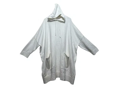 COS Sweater Tunic Top Womens Large White Hoodie Dolman Sleeves Knit Minimalism - Image 1 of 4
