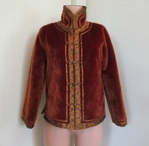RISING PHOENIX RED FAUX FUR DRAGON TAPESTRY TRIM/LINED ASIAN INSPIRED JACKET,  M - Picture 1 of 11