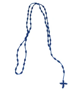 Collar de cuerda de rosario cruz para hombre City 28" azul real - Imagen 1 de 1