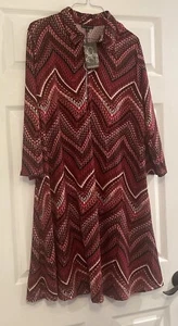 Ava & Grace Abstract Chevron Red Knee Retro Stretch Knit Dress Size XL NWT - Picture 1 of 13