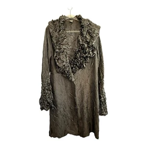 KB Kathleen Berney Size L 14 16 Black Crinkle Lightweight Jacket Designer - Picture 1 of 24