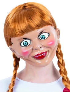 Annabelle Porcelain Doll Mask Halloween Horror Movie Ladies Fancy Dress - Picture 1 of 1