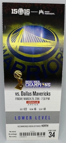 2015-16 Golden State Warriors MINT FULL SEASON TICKET Win #65 73 Win Season RARE Cover