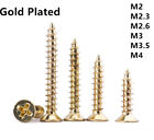 M2 M2.3-M4 Gold Plated Steel Phillips Countersunk Flat Head Self Tapping Screws
