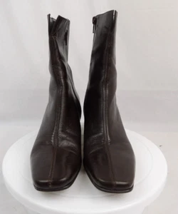 Vintage Etienne Aigner Damen Leder Braun Stiefeletten Booties Größe 7M Reißverschluss Block - Bild 1 von 10