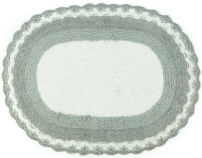 Tapete de banho de crochê 100% algodão estampado reversível 50 x 80 cm design vintage - Imagem 1 de 4