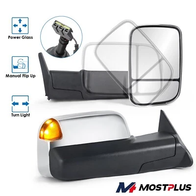 Par de espejos retrovisores laterales de vidrio cromado eléctricos para Dodge Ram 1500 2500 3500 1994-1997 Foto 1 de 4