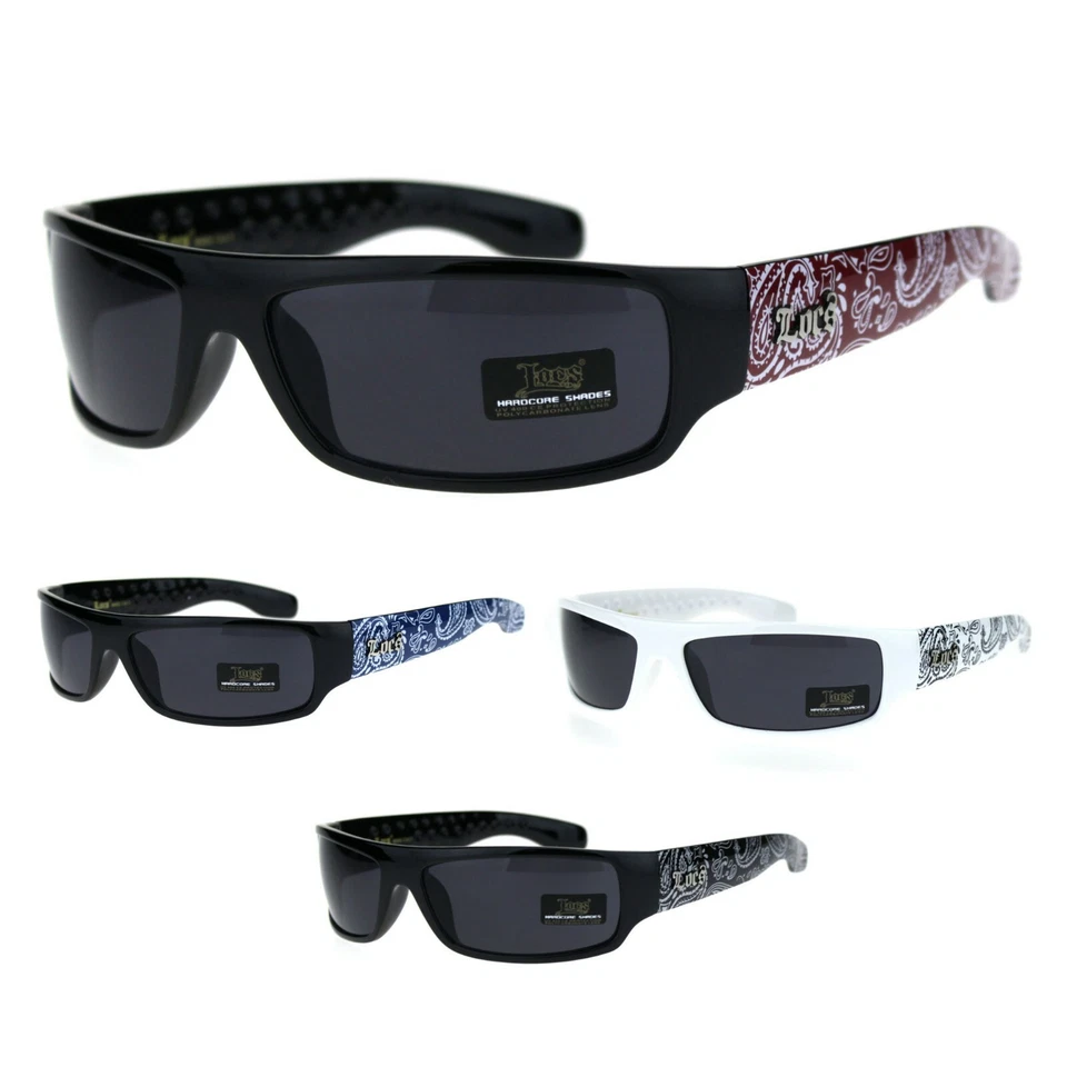 Locs Bandana Arm Mad Dog Hardcore Gangster Cholo Narrow Rectangular Sunglasses - Image 1 of 1
