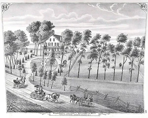 Grabado de punzones de madera 1875, Monroe, Nueva York, Condado de Orange, caballos, personas - Imagen 1 de 4