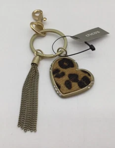Chico's Llavero Dije Corazón Leopardo Imitación Piel Nuevo Con Etiquetas - Imagen 1 de 2