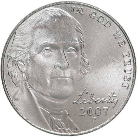 2007 P Jefferson Nickel BU Satin Finish Cover