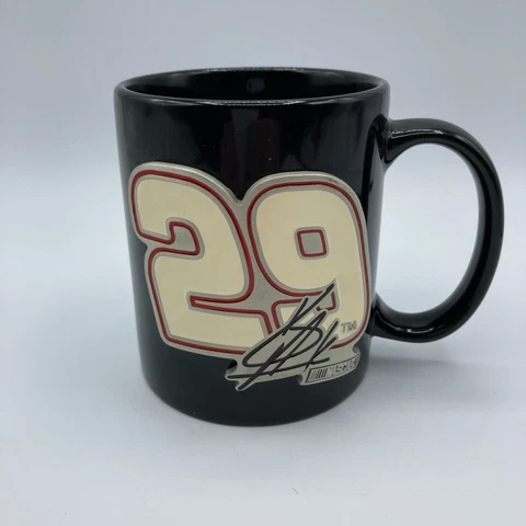 Vintage Kevin Harvick #29 Collectible Black Coffee Mug w/ Pewter Emblem Nascar Cover