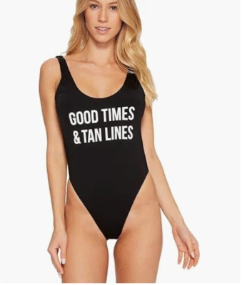 Traje de baño Junior estándar sólido verbage tank de una pieza negro talla M 7849 Foto 1 de 2