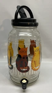 Vintage Anchor Hocking Cats on a Fence Sun Tea Glass Jug Brewer Water Dispenser - Picture 1 of 16