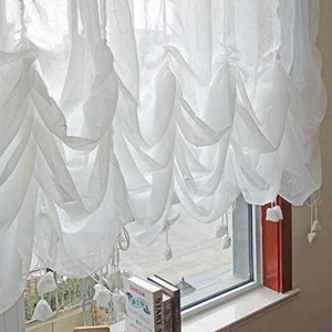 Farmhouse White Lace Shabby Elegant Chic Sheer Curtain with Valances, Adjustable - Picture 1 of 7