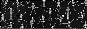 Happy Halloween Runner Rug, Skeleton Laundry Room Floor Rug, Black Runner with R - Picture 1 of 12