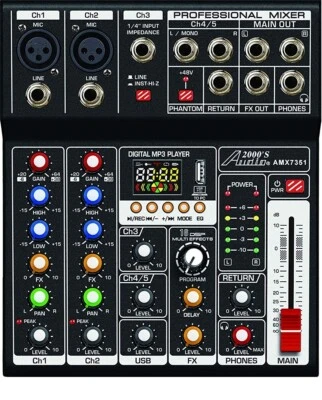 Audio2000'S AMX7351 Five-Channel Audio Mixer with USB 5V Power Supply,USB/PC NEW - Image 1 of 4