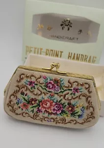 Vintage Petit Point Stitched Handbag Change Purse NOS Republic Of China IOB - Picture 1 of 12