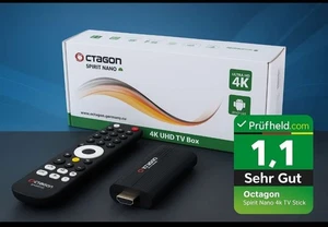 OCTAGON SPIRIT NANO 4K UHD HDR10+ ANDROID TV Stick OTT MEDIA STREAMING 5G WLAN - Bild 1 von 10