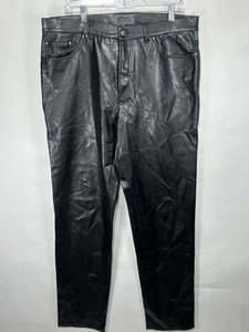 Pantalones de Colección Versace Jean Couture Hombres Imitación Cuero Recubiertos Autenticados EE. UU. 38x36 LEER - Imagen 1 de 22