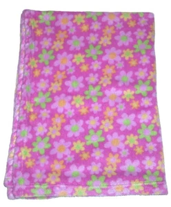 First Impressions Pink Green Orange Floral Flowers Baby Blanket Security 30x40" - Picture 1 of 2