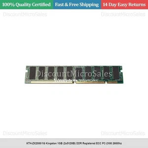 KTH-ZX2000/1G Kingston 1GB (2x512MB) DDR Registered ECC PC-2100 266Mhz - Picture 1 of 1