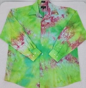 David Taylor Collection Men 16-16 1/2 34-35 Large Button Up LS Procion Ice Dyed - Picture 1 of 21