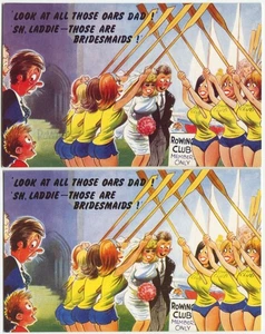 1 CARD & PROOF -WEDDING, OARS, TAYLOR - Comic Saucy Postcard, Bamforth No. 2460 - Foto 1 di 2
